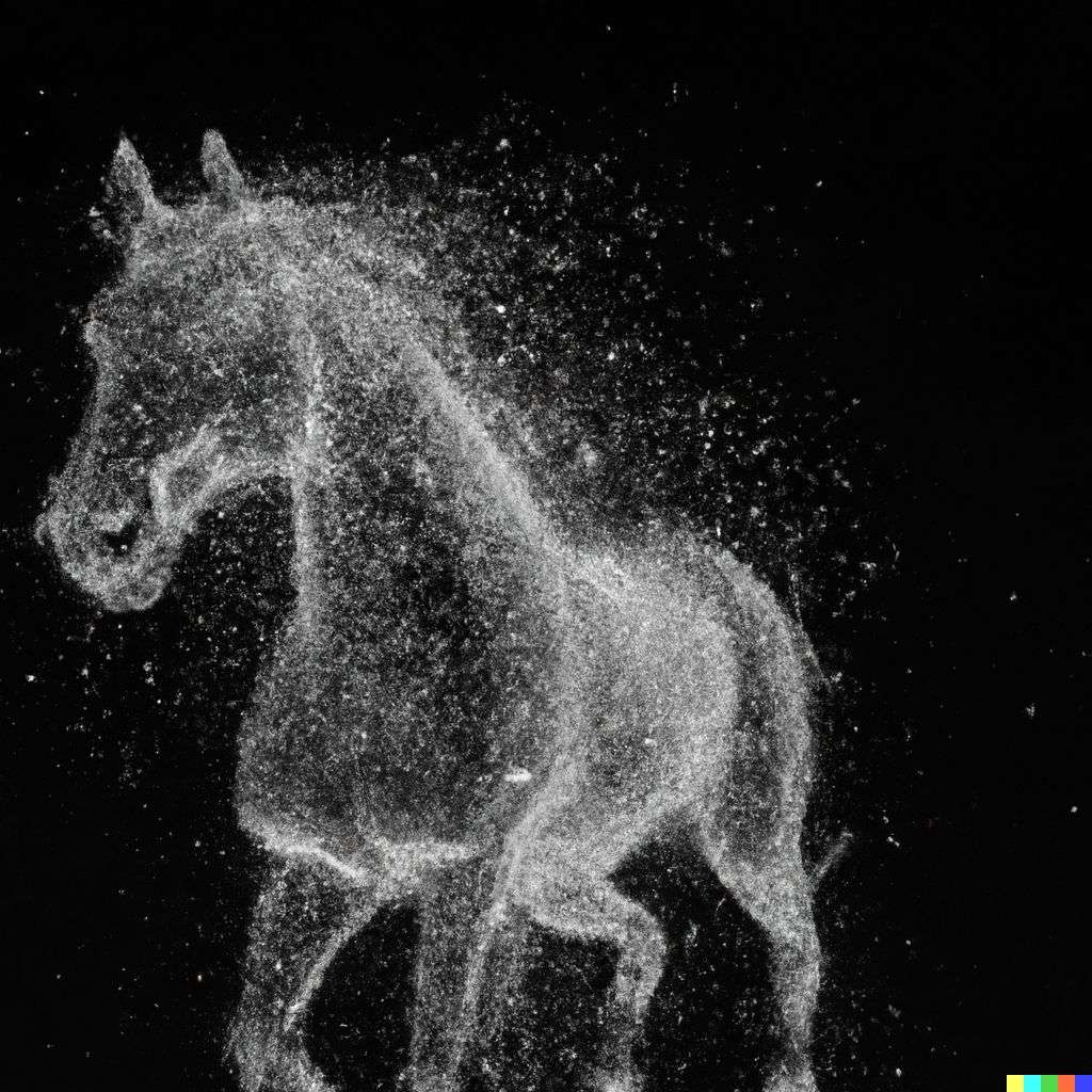 a horse, particle simulation, Octane render